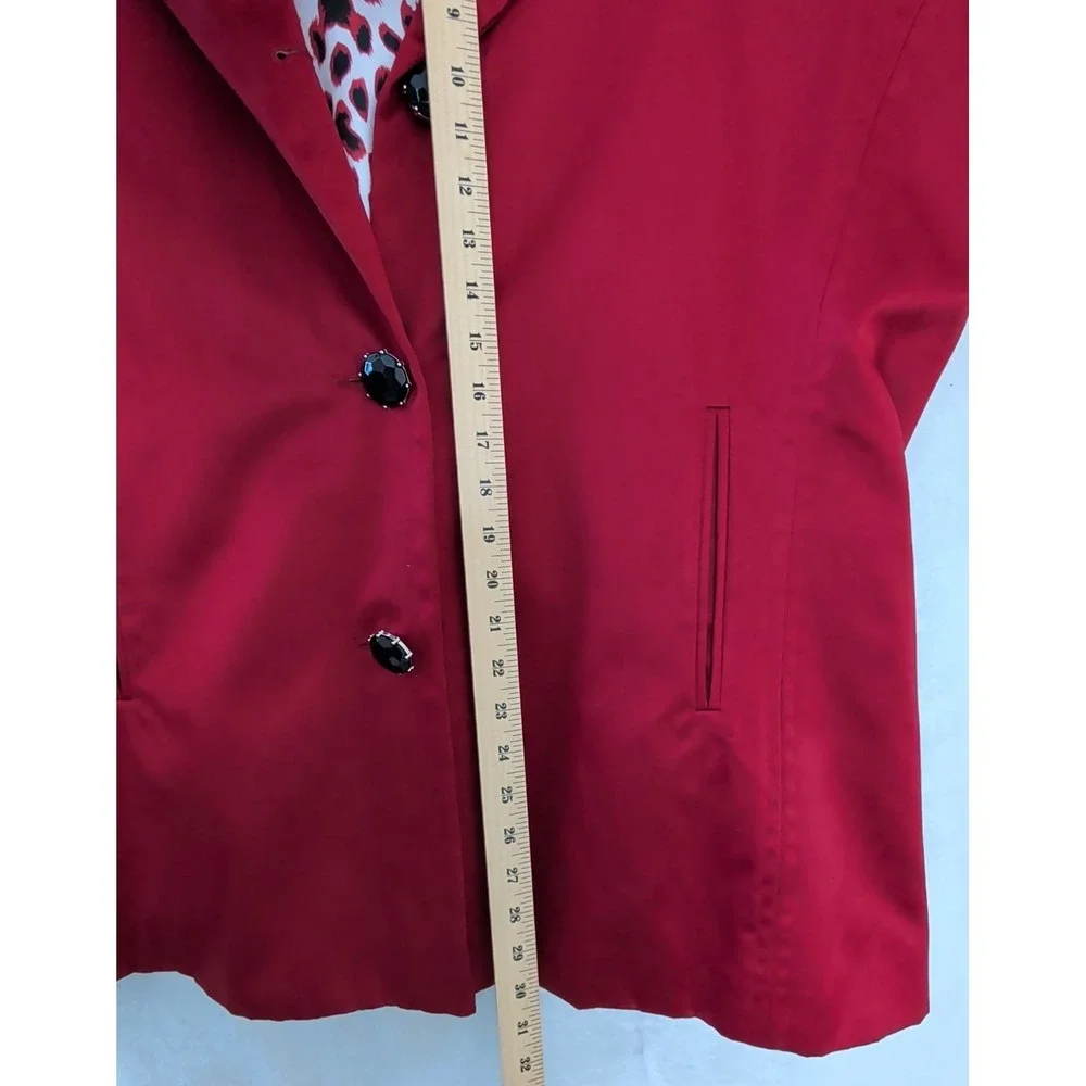 Dennis by Dennis Basso Jacket‎ Womens 1X Red Button Front Lined Spring Fall - Picture 10 of 11